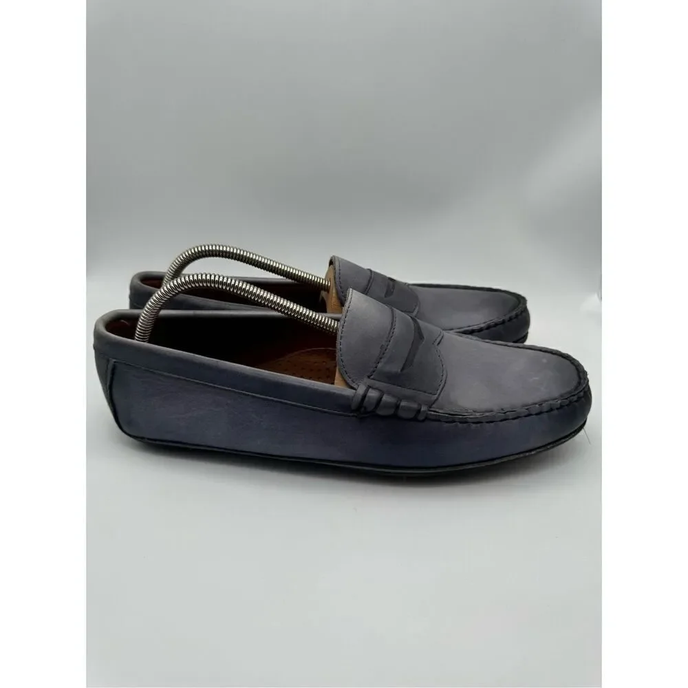 ALLEN EDMONDS Siesta Key Navy‎ Blue Leather Slip On Driving Loafers Size 11 D